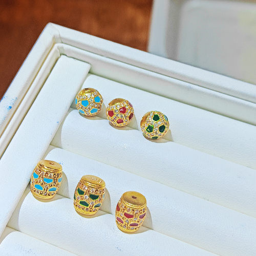 满钻圆珠桶珠手链隔珠配珠