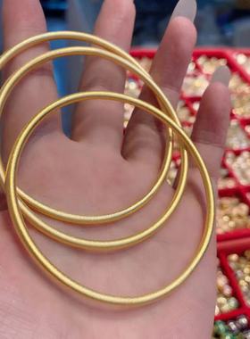 沙金光面手镯三生三世闭口素圈手环女时尚百搭古法磨砂细镯子