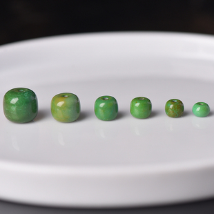 蒙松菱镁矿老型桶珠算盘珠菜籽绿黄隔珠文玩手链手串配珠DIY配件