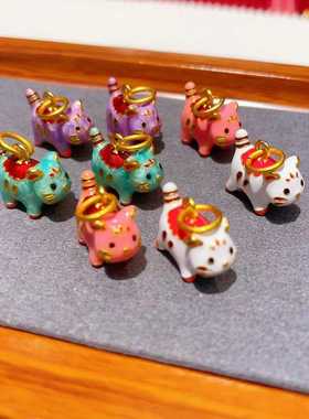 diy烧蓝老虎珐琅彩项链沙金