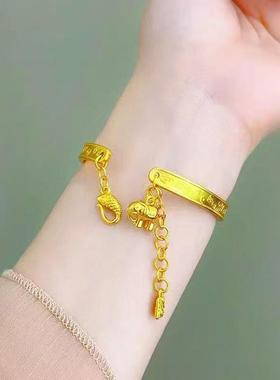 古法沙金吉言小象手镯开口可调节