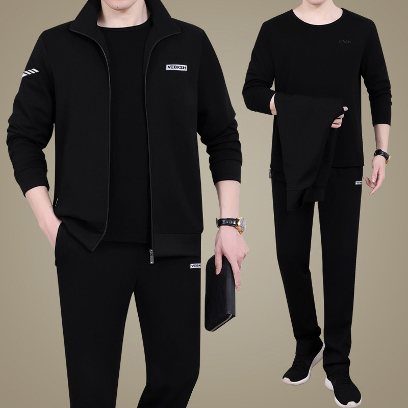 中老年运动套装男士卫衣爸爸春装休闲中年男装外套男春秋季上衣服