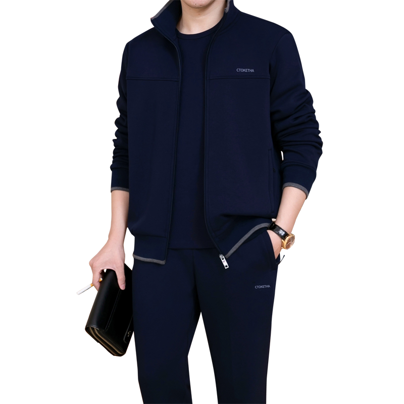 新款休闲运动服套装男春秋三件套