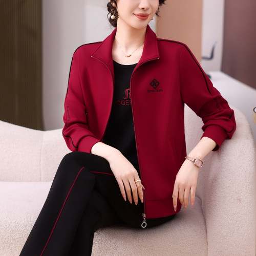 高端妈妈春秋装运动服套装大码中老年女装休闲两件套中年洋气外套