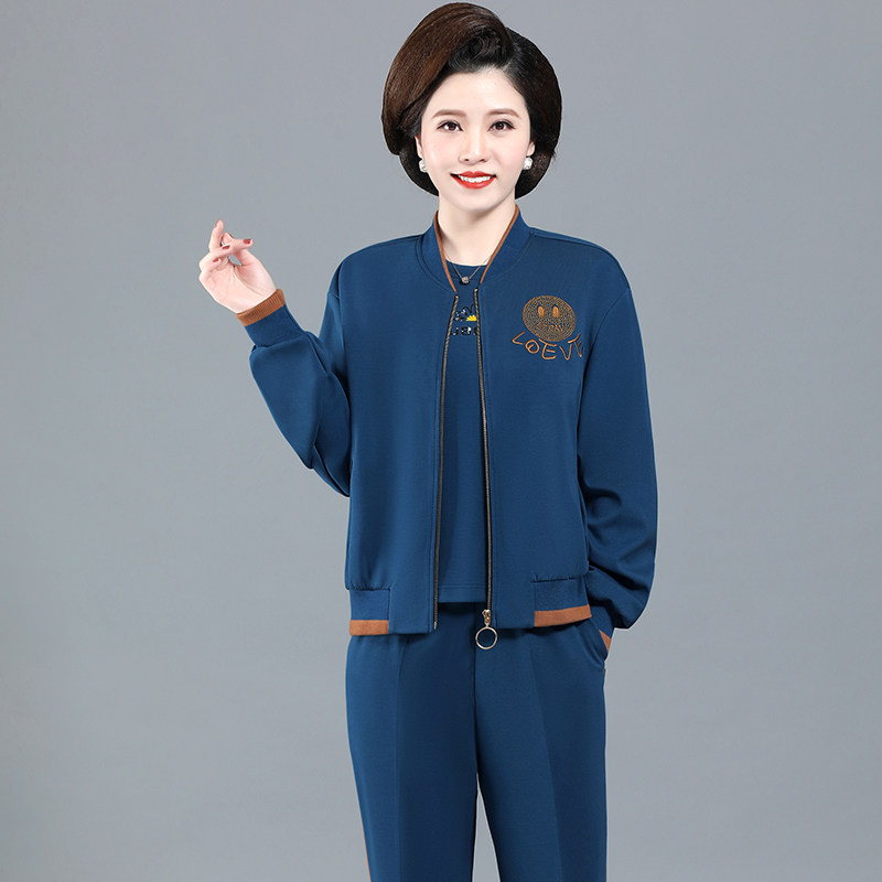 中老年女装2023春秋季新款中年妈妈春装女士外套时尚洋气运动套装
