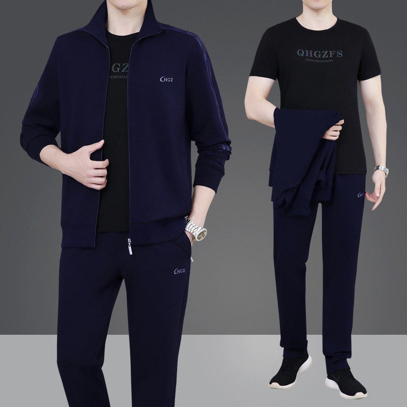 品牌爸爸运动套装春秋季男士中老年跑步休闲冬款运动服宽松三件套