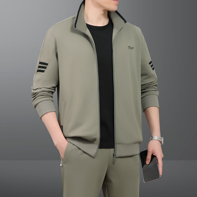 运动套装男春季新款爸爸休闲三件套中老年运动服男秋冬跑步锻炼服