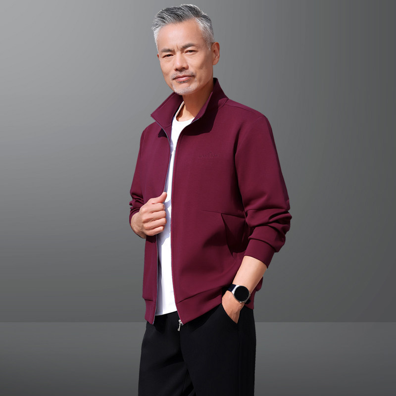 运动服套装2025新款休闲中年爸爸男士春秋季中老年宽松外套男春装