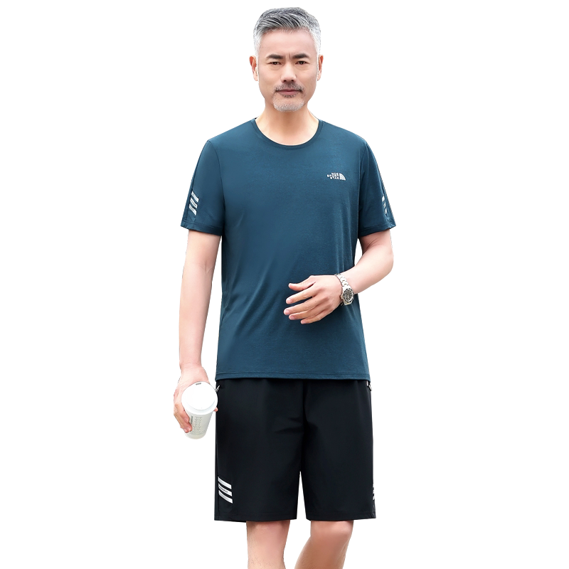 中老年人运动套装男士短袖休闲薄