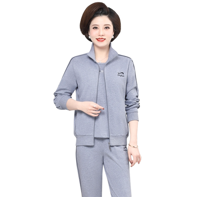 春秋季运动服新款三件套妈妈装
