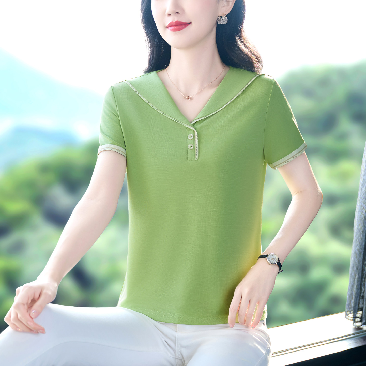 夏天短袖t恤女2026新款宽松大码女装高档品牌夏季女款上衣POLO衫