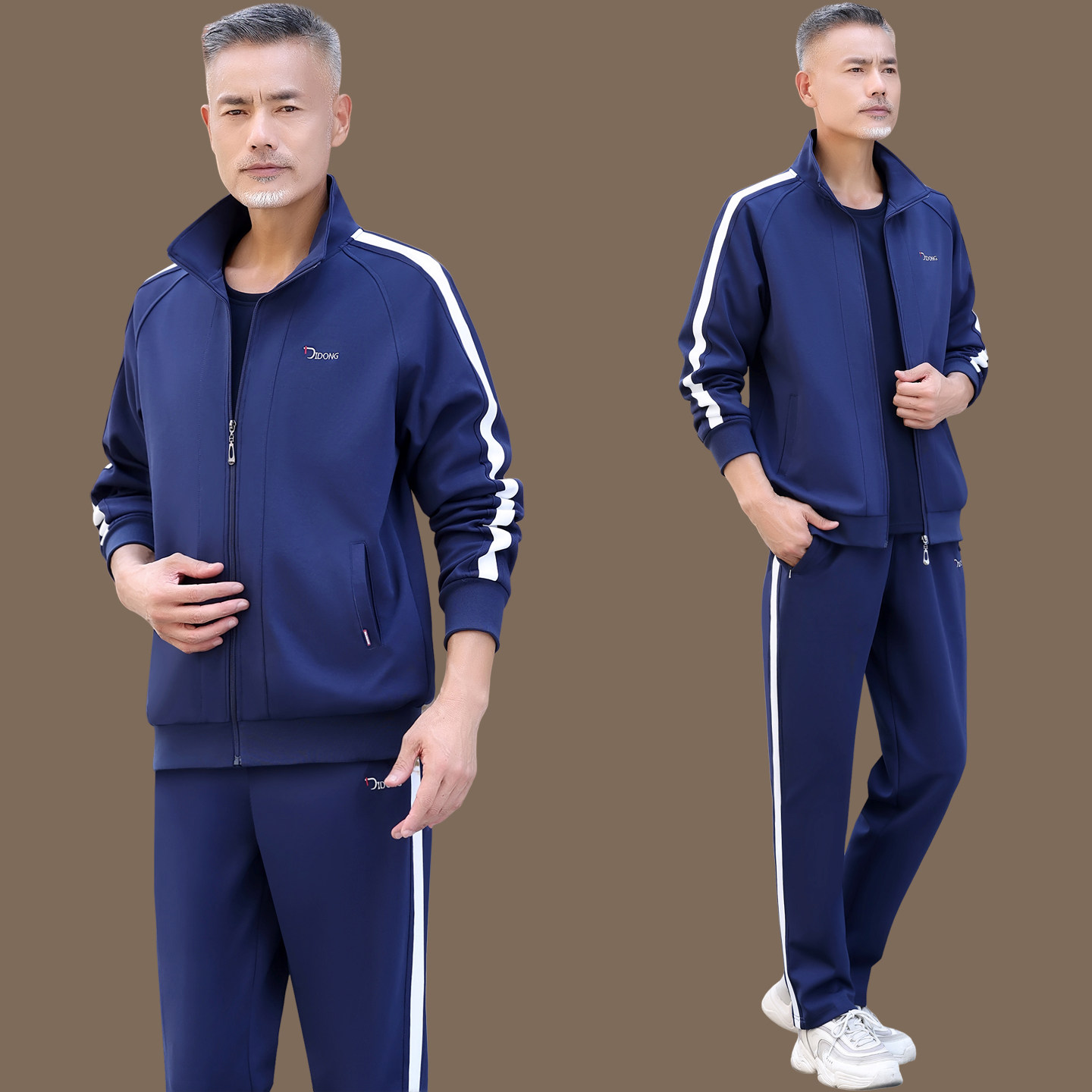 爸爸运动套装男士春秋季中老年宽松卫衣中年休闲跑步运动服三件套