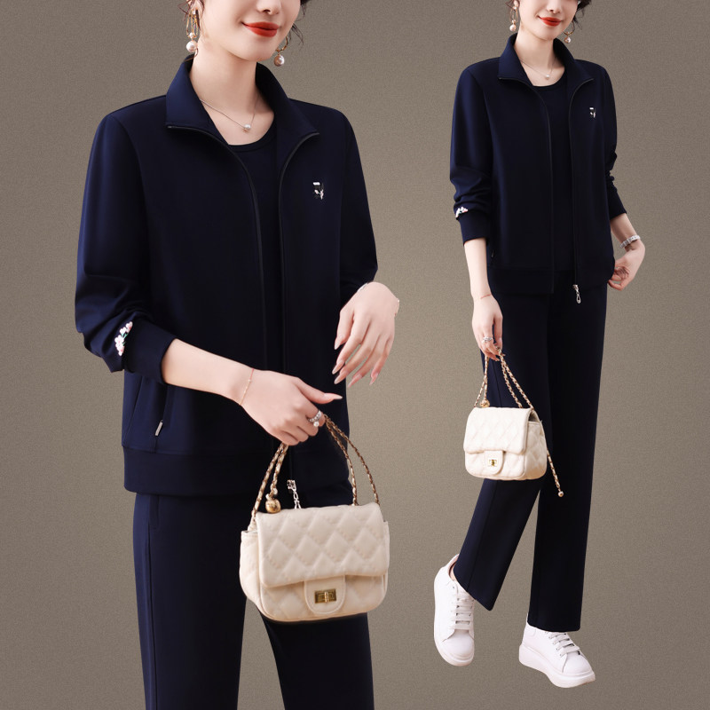 高端运动服套装女春秋品牌长袖外套气质减龄时尚阔腿裤休闲两件套