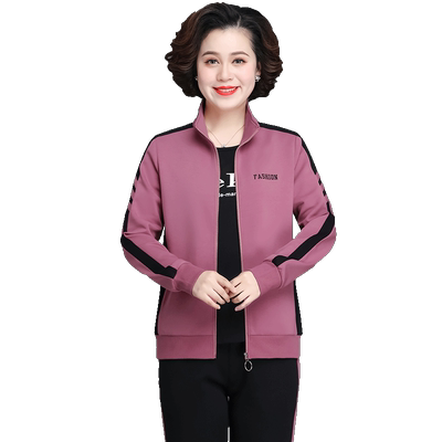 妈妈运动服套装女春秋休闲三件套