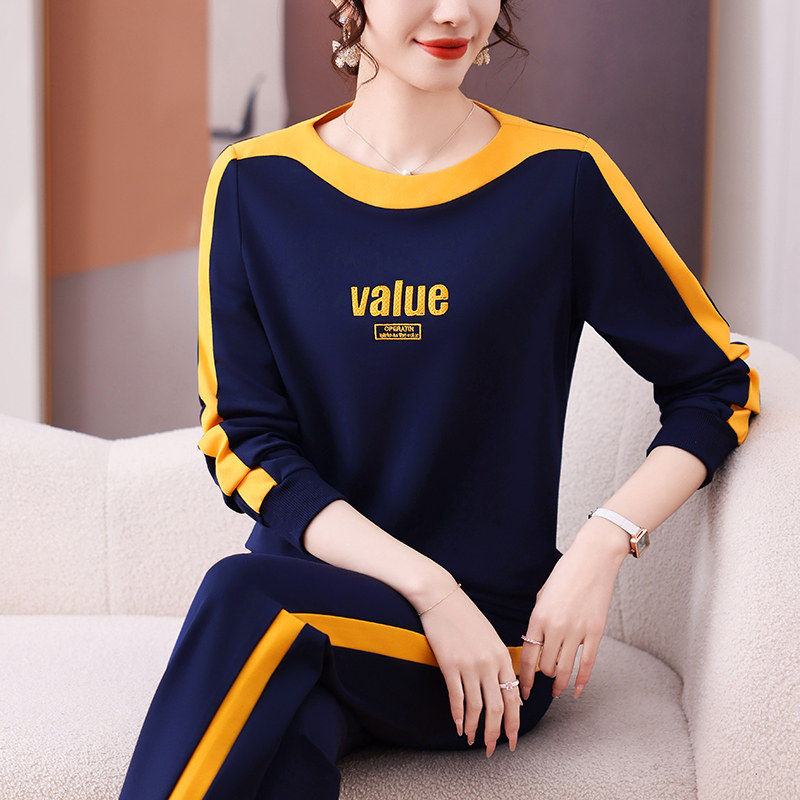 春秋季运动套装女2025新款洋气妈妈减龄显瘦广场舞休闲跑步两件套