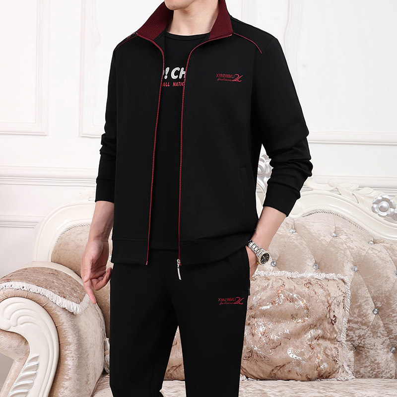 新款休闲运动服套装男春秋二件套
