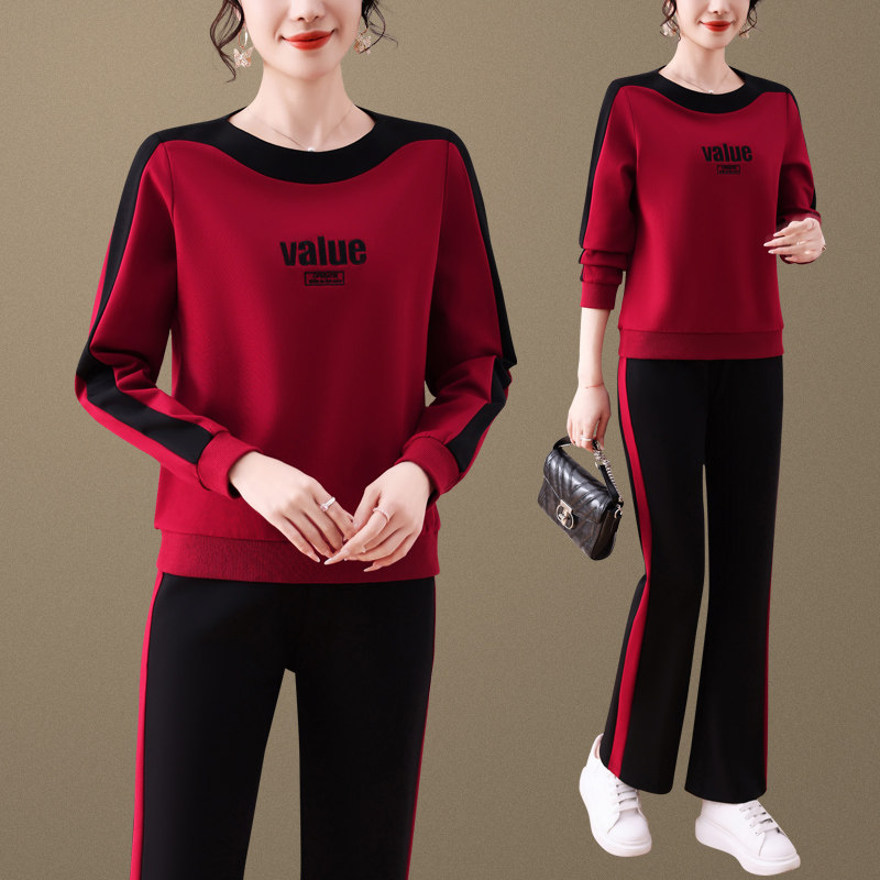 运动套装女春秋2025新款洋气减龄宽松妈妈休闲卫衣两件套夏季衣服