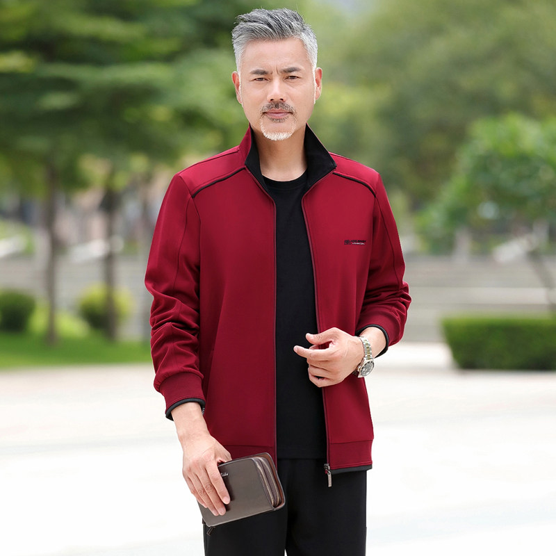 中老年运动套装男士宽松纯棉运动服男大码爸爸春秋季休闲卫衣套装