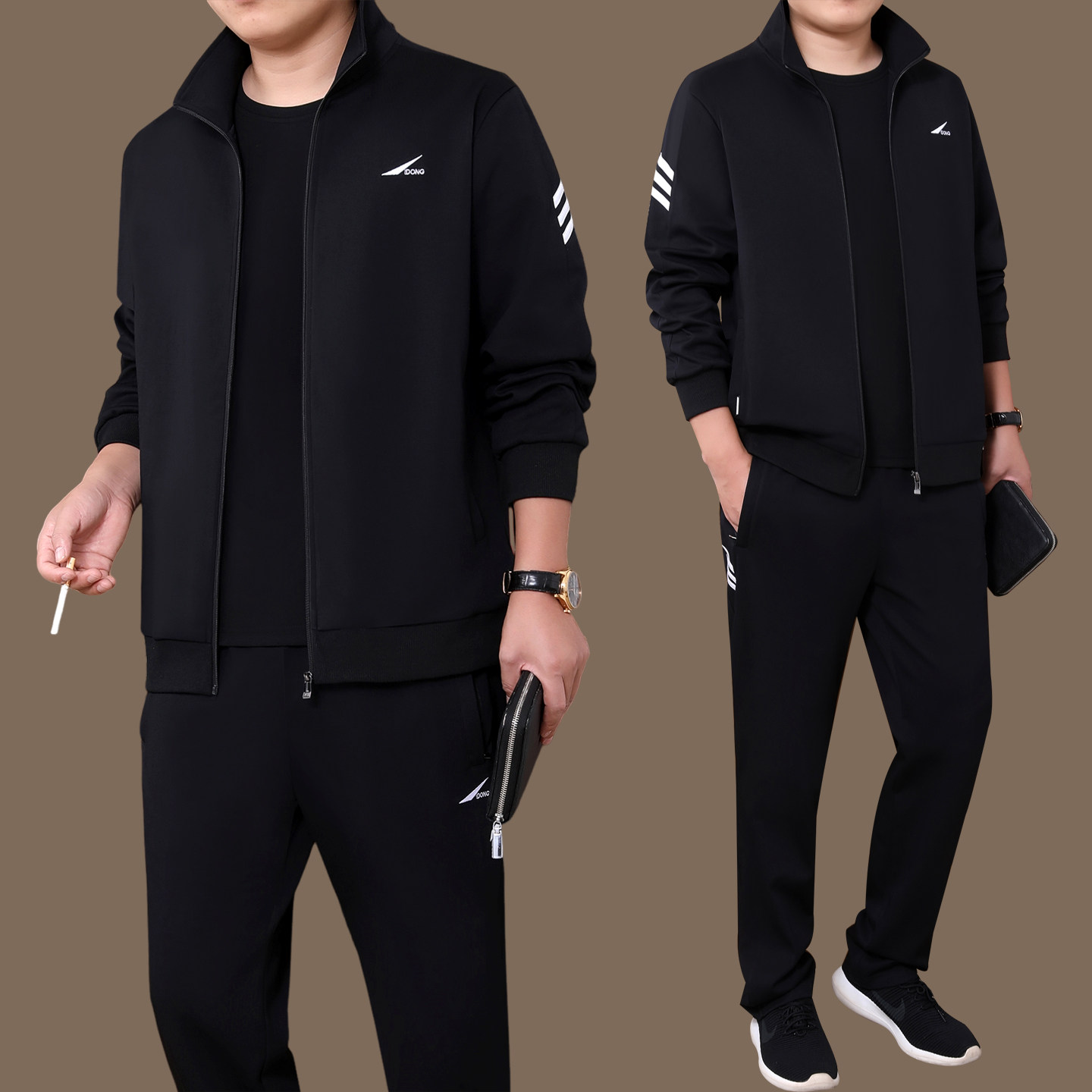 爸爸运动套装2026春秋季男士中老年跑步休闲运动服宽松长袖三件套