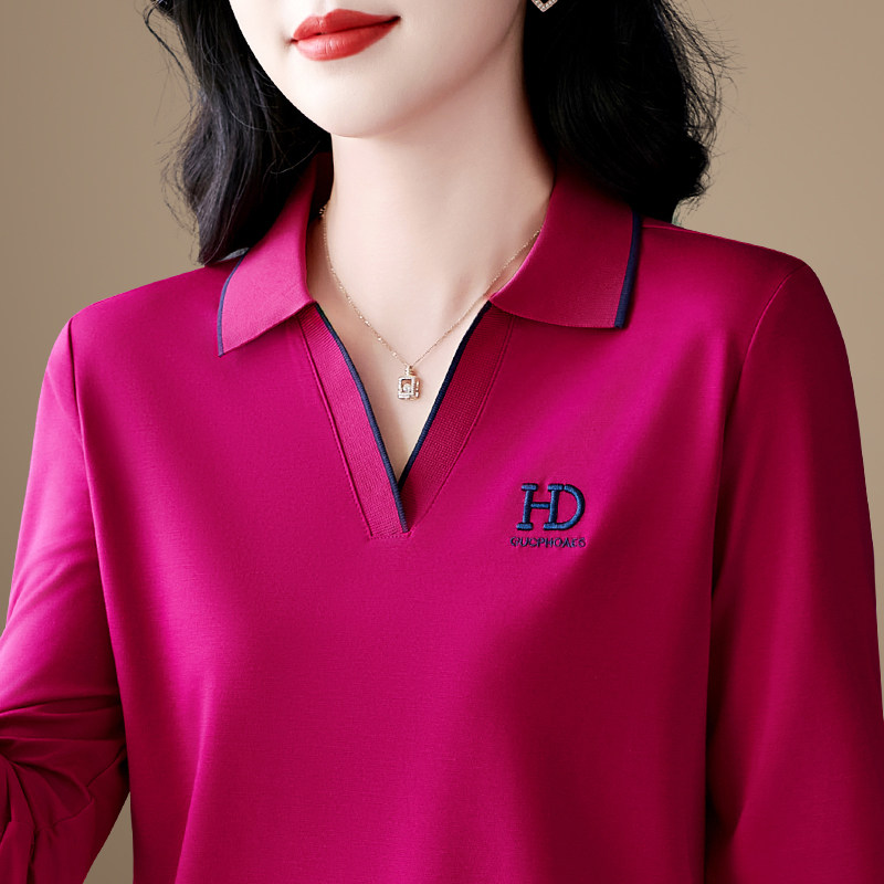 长袖t恤女2026新款秋季洋气时尚上衣中年妈妈春秋休闲宽松打底衫
