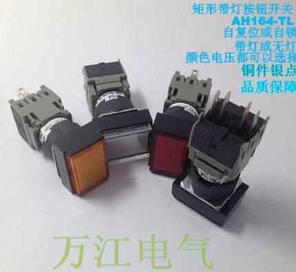 矩形 带灯 按钮开关 AH164-TLG11E3 AH164-R红绿 自锁 AH164-TF
