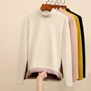 加绒加厚半高领德绒打底衫女秋冬内搭高级感黑色中领保暖2023新款