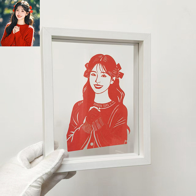 照片转定制装饰画传统中式人物剪纸设计肖像结婚礼物非遗纪念品