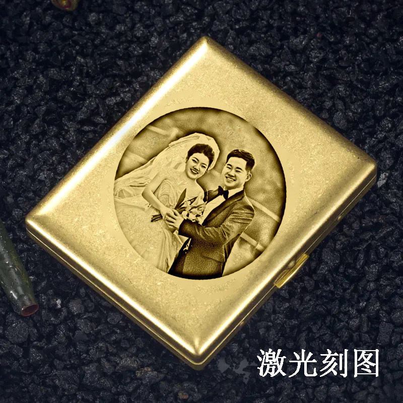 黄铜粗支烟盒来图定制照片雕刻宠烟盒