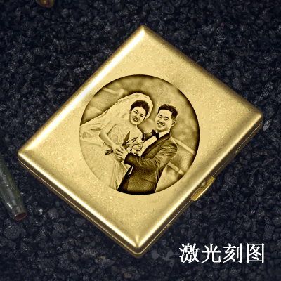 黄铜粗支烟盒来图定制照片雕刻宠物结婚照情侣照宝宝照情人节送礼