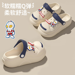 韩式 DIY可爱夏季 洞洞鞋 男女童沙滩穿厚底防滑卡通包头拖鞋