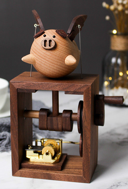 木质八音盒音乐盒小飞猪手摇天空之城送男生女生儿童礼物生日礼物