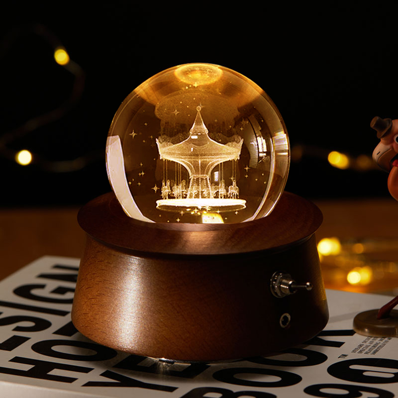 旋转木马水晶球音乐盒八音盒鸟之诗女孩女生女童十岁生日礼物玩具