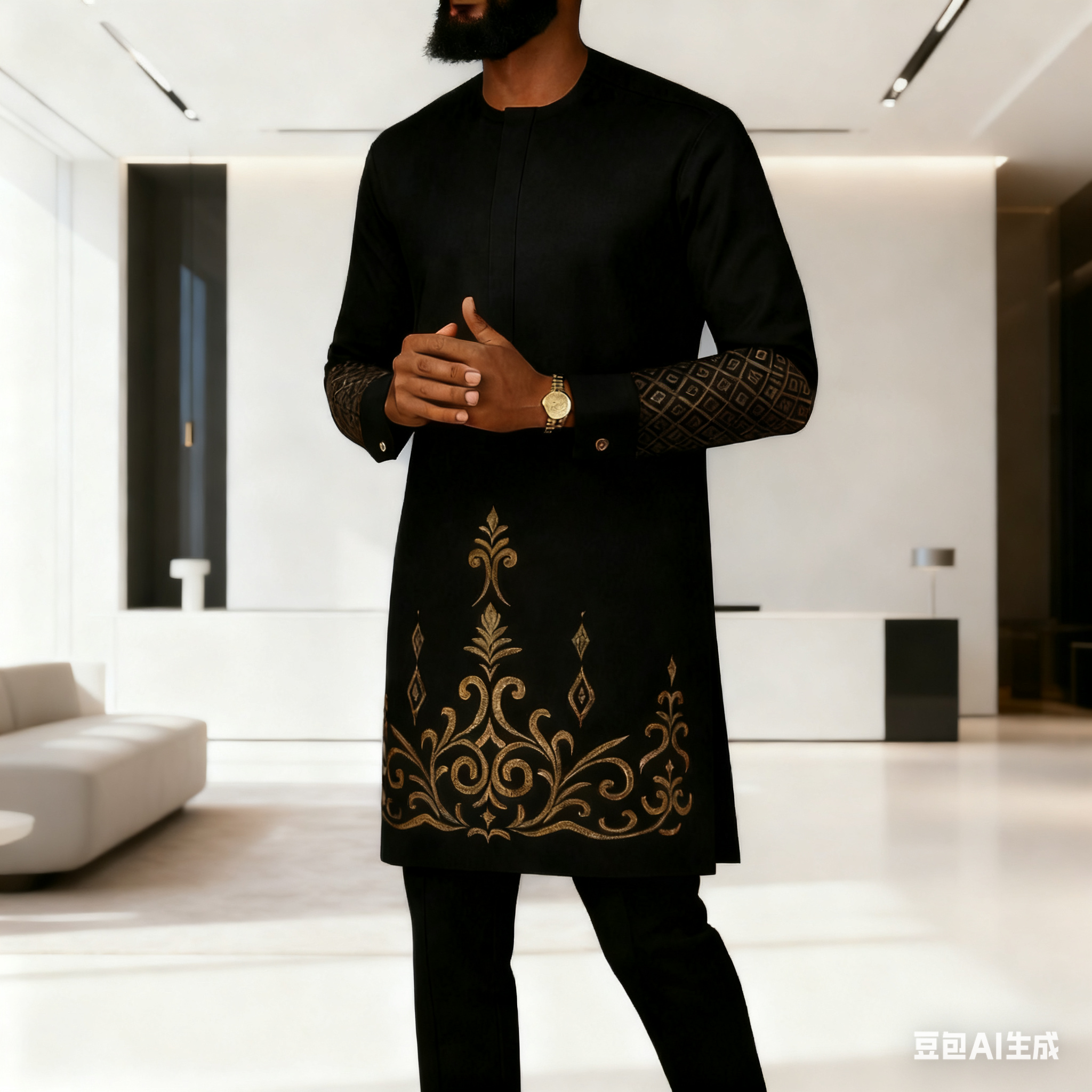 Dashiki men 2 piece suits上衣+裤子两件套非洲外贸男士绣花套装