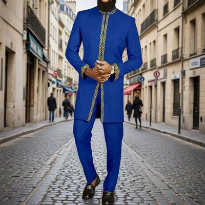 民族风新款男士套装刺绣长衫两件套African Men Suits Dashiki