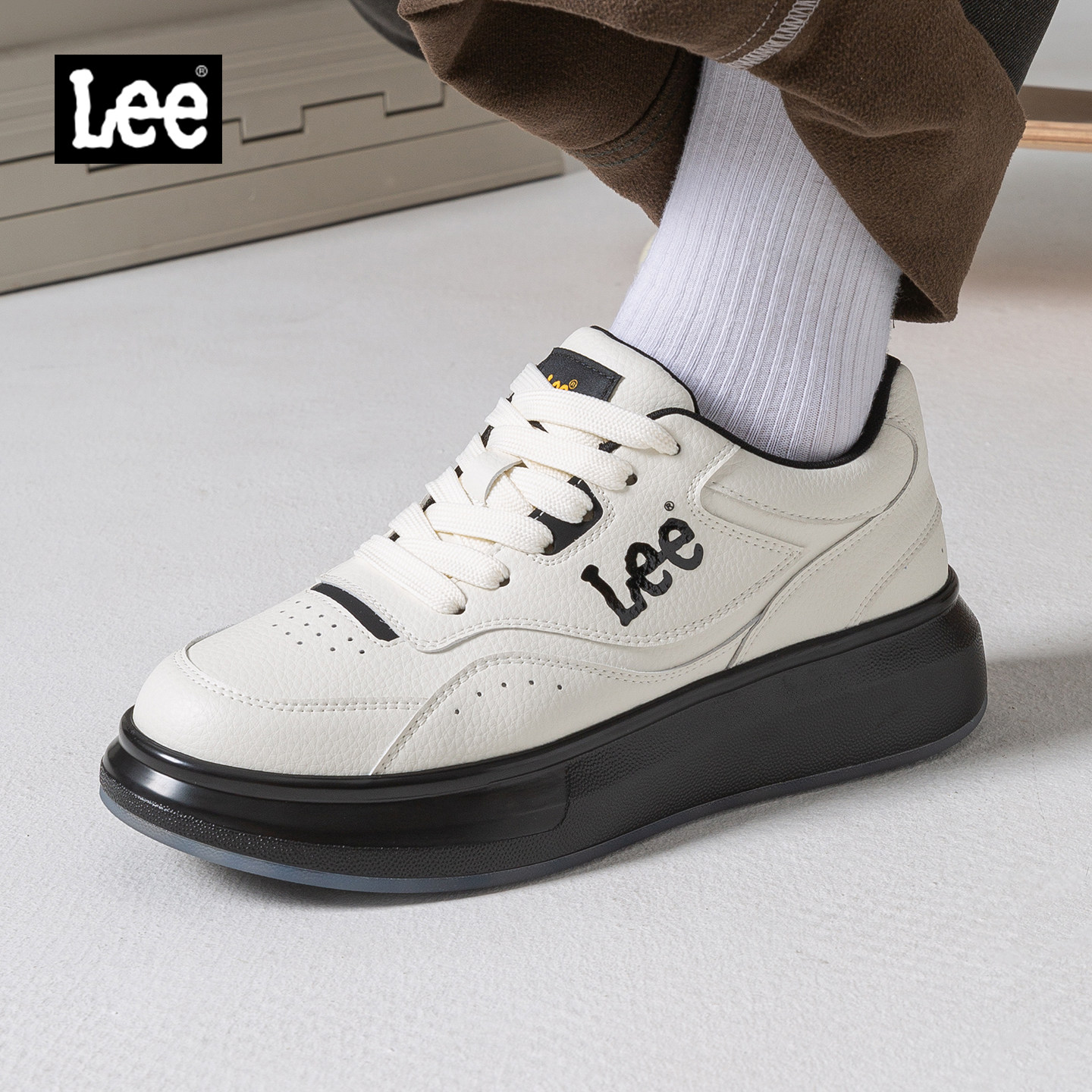 Lee潮牌百搭厚底小白鞋男