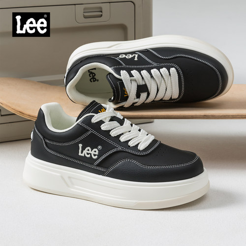 Lee黑色厚底增高板鞋男