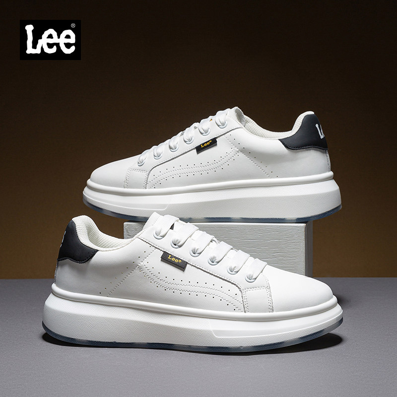 Lee拼色黑尾厚底小白鞋情侣款