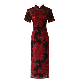 红色旗袍2024新款女夏季改良高考送考旗开得胜日常可穿长款连衣裙