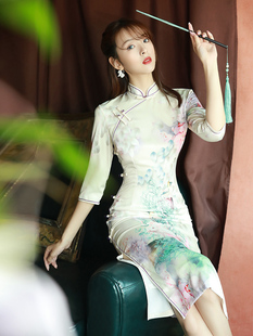 蚀骨旗袍年轻款少女改良版气质优雅中国风复古长袖连衣裙中长款秋