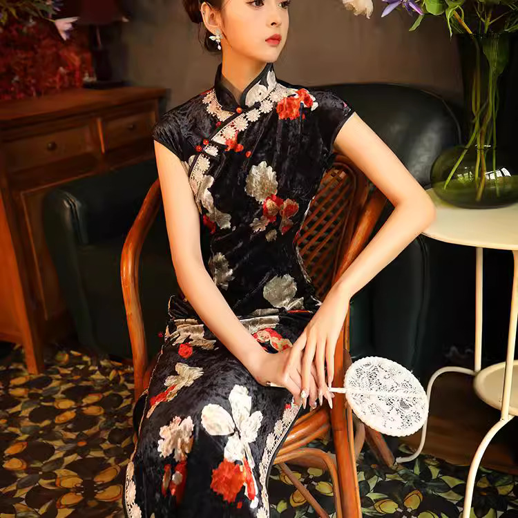 旗袍阑桂羽复古明星同款