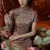 日常长款 老上海名媛旗袍2025新款 高端大气上档次复古新中式 连衣裙