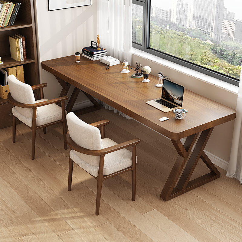 简约现代实木电脑桌长桌办公学习