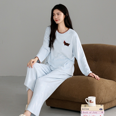 睡衣女秋冬季海岛绒薄绒加厚圆领套头珊瑚绒简约家居服可外穿套装