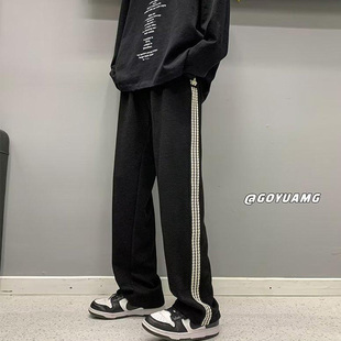 韩系独特设计感裤子男款秋2025年巨好看今年流行超火的黑色休闲裤