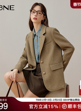 KBNE卡其色休闲西装外套女气质西服2026新款职场通勤正装上衣春秋