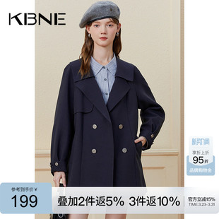 KBNE风衣外套春秋中长款大衣气质年新款春装小个子卡其显瘦上衣