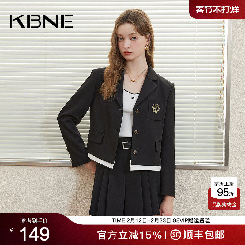 KBNE短款西装外套女小个子拼接上衣2026春季新款爆款时尚洋气西服