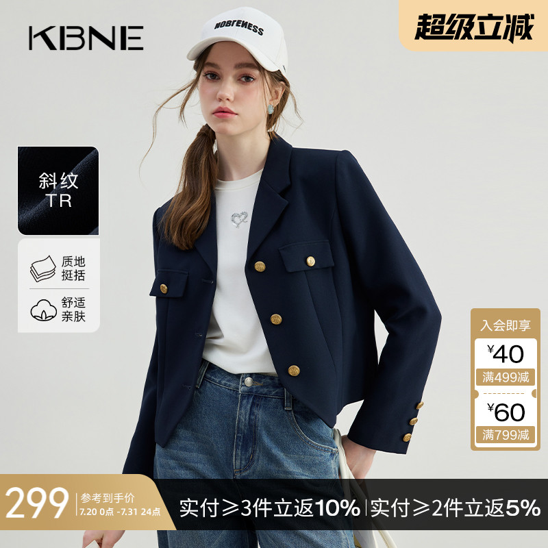 西装短款外套女藏青色长袖KBNE夏季新款气质西服学院风慵懒上衣女