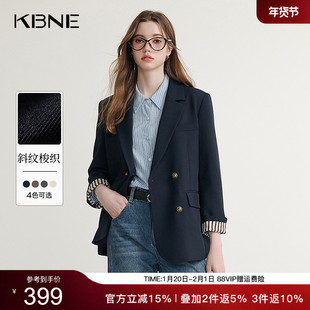KBNE灰色西装领短外套女春秋新款小个子长袖上衣气质学院风外衣