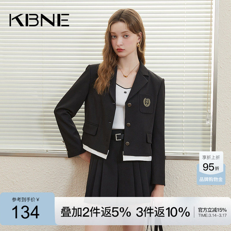 KBNE短款西装外套女小个子拼接上衣2026春季新款爆款时尚洋气西服